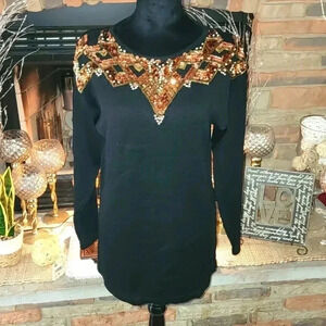 Trimmings Vintage Rose Gold Sequined Sweater